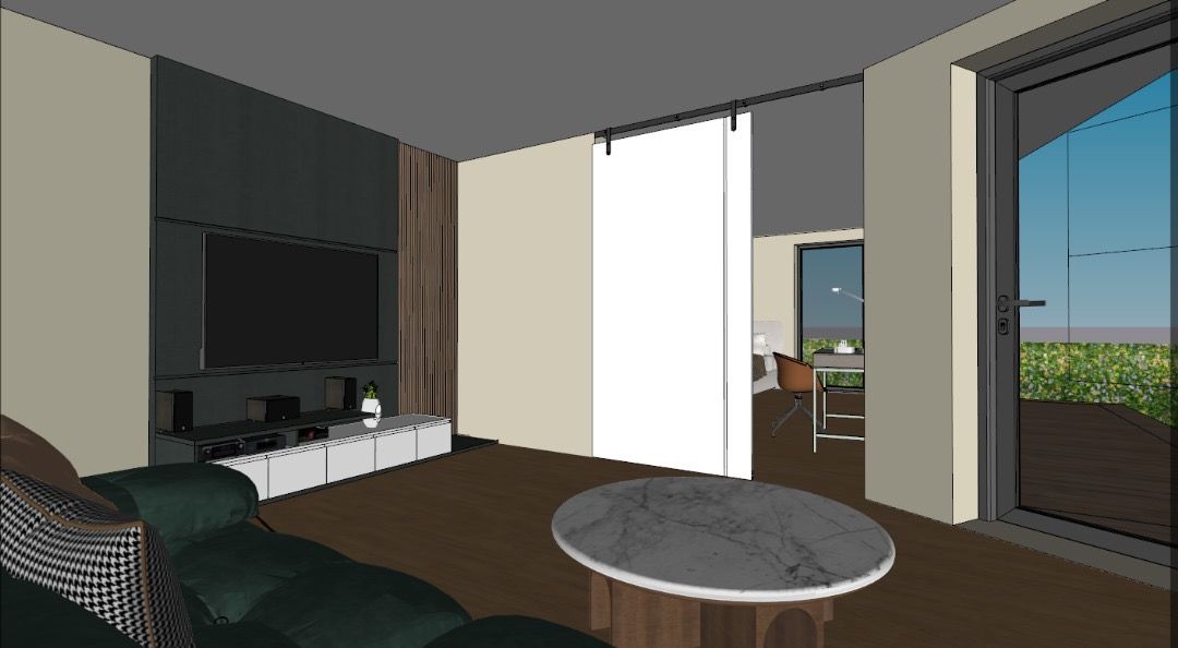 Interior CGI of No. 50 — living space